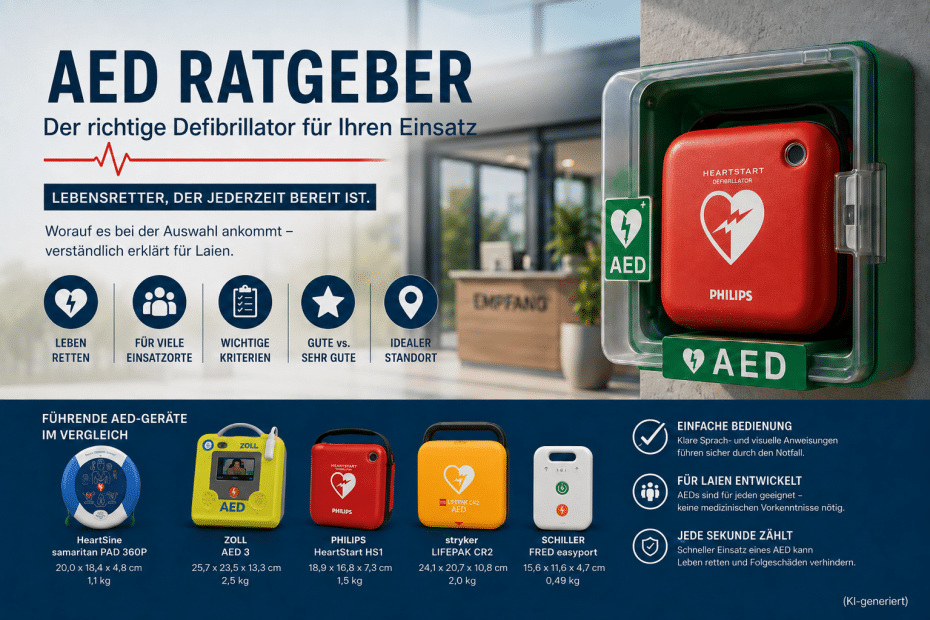 AED Ratgeber mit verschiedenen Laiendefibrillatoren im Vergleich